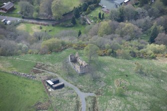 Oblique aerial view of Uttershill Castle, looking WSW.