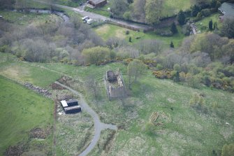 Oblique aerial view of Uttershill Castle, looking SW.