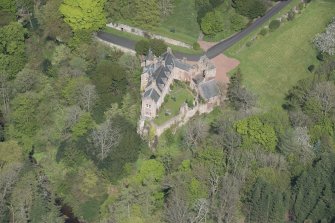 Oblique aerial view of Hawthornden Castle, looking NNE.