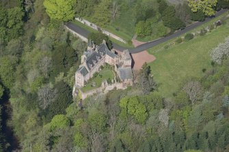 Oblique aerial view of Hawthornden Castle, looking N.