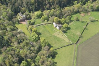 Oblique aerial view of Hawthornden Castle, looking WNW.