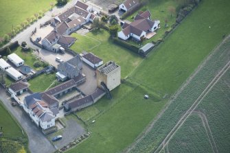 Oblique aerial view of Liberton Tower and Liberton Tower House Farm, looking S.