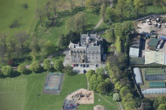 Oblique aerial view of Inch House, looking NW.