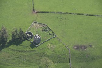 Oblique aerial view of Repentance Tower and Trail Trow Chapel, looking ESE.