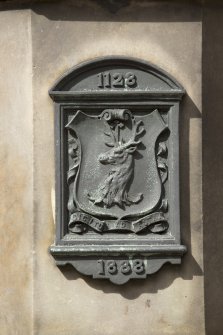 Detail of plaque at base of Burgh Cross, Canongate, Edinburgh.