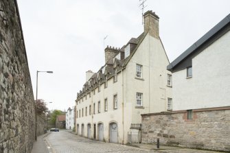 General view of rear elevation of 1-12 White Horse Close, 29 Canongate, Edinburgh, from NW.