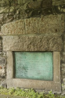 Detail of plaque and foundation stone at Harry Younger Hall, Lochend Close, Canongate, Edinburgh.
