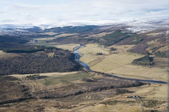 General oblique aerial view of the River Findhorn near Clune Lodge, looking WSW.