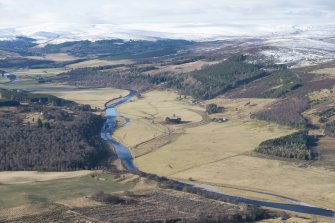 General oblique aerial view of the River Findhorn near Clune Lodge, looking WSW.