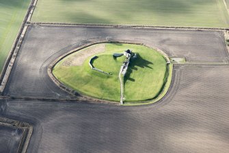 Oblique aerial view of Duffus Castle, looking WSW.
