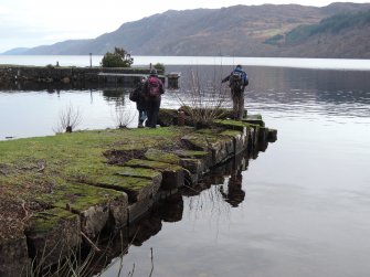 Fort Augustus Abbey Jetty showing mooring post looking E