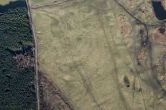 Oblique aerial view of the field system at Achvraid, looking NNE.