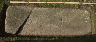 View of recumbent slab with one incised cross and one incised and encircled cross (including scale)