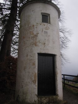 Fort Augustus Lighthouse Close up front view showing still operational light in upper window looking West