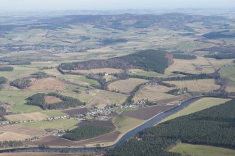 General oblique aerial view of Kincardine O'Neil with Torphins beyond, looking NE.
