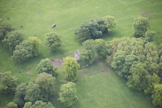 Oblique aerial view of Staneyhill Tower, looking SSW.