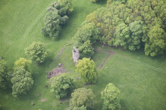 Oblique aerial view of Staneyhill Tower, looking WSW.