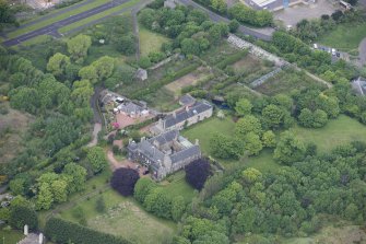 Oblique aerial view of Caroline Park House, looking WNW.