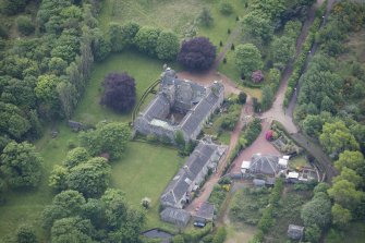 Oblique aerial view of Caroline Park House, looking SSE.