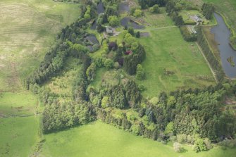Oblique aerial view of Linnhous Country House, looking SW.
