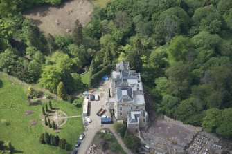 Oblique aerial view of Crossbasket Country House, looking WSW.