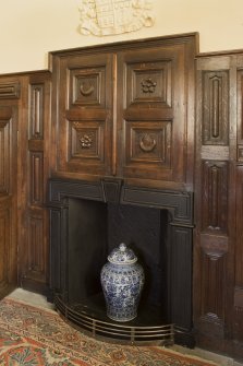 Charter room. View of fireplace.