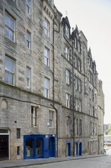 General view of Cranston Street elevation of 2-18 Jeffrey Street, Edinburgh, from SE.