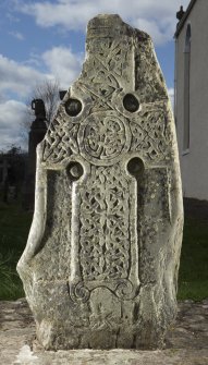 View of slab with carved cross (flash)