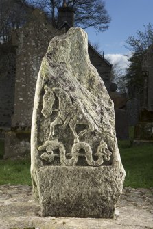 View of slab with carved pictish symbols (flash)