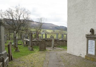 View showing location of cross slab within graveyard