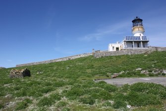 General view of the chapel, lighthouse and helipad, facing north.