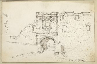 Sketch of the entrance to St Andrews Castle.