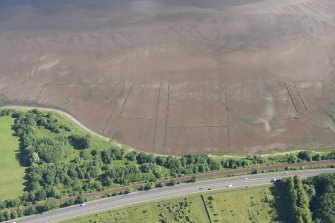 Oblique aerial view of the timber ponds at Finlaystone Point, looking NNE.