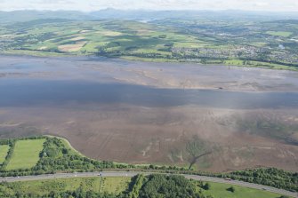 General oblique aerial view of the timber ponds at Finlaystone Point, looking N.