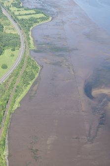 Oblique aerial view of the timber ponds at Finlaystone Point, looking WNW.