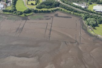 Oblique aerial view of the timber ponds at Kelburn park, looking SSW.