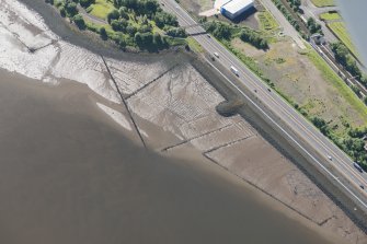 Oblique aerial view of the timber ponds and the traps for Peeler crabs at Kelburn park, looking S.