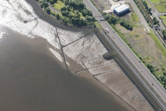 Oblique aerial view of the timber ponds and the traps for Peeler crabs at Kelburn Park, looking SSE.