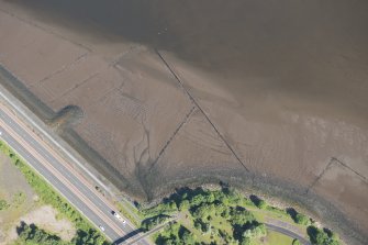 Oblique aerial view of the timber ponds and the traps for Peeler crabs at Kelburn Park, looking NNW.