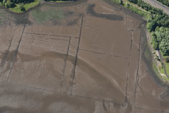 Oblique aerial view of the timber ponds at Kelburn Park, looking SSW.