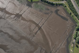 Oblique aerial view of the timber ponds at Kelburn Park, looking SSE.