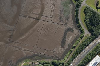 Oblique aerial view of the timber ponds at Kelburn Park, looking E.