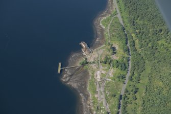 Oblique aerial view of The Royal Naval Torpedo Testing Station, looking WSW.