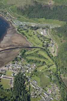 Oblique aerial view of Lochgoilhead and the golf course, looking WSW.