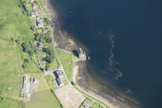 Oblique aerial view of Carrick Castle, looking NNE.