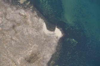 Oblique aerial view of Brigurd Point Harbour at Hunterston Sands, looking SSW.