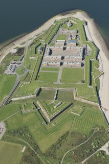 Oblique aerial view of Fort George, looking SW.