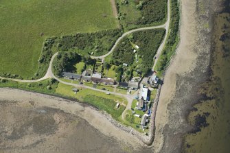 Oblique aerial view of St Columba's Chapel, Alturlie, looking SSW.