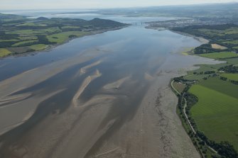 General oblique aerial view of the crannogs in the Beauly Firth looking E.