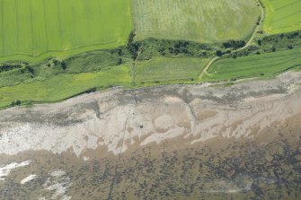 Oblique aerial view of the pier and the fish traps, looking S.